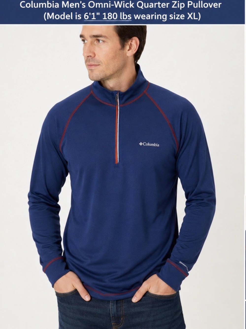 Columbia Menβs Pullover Blue Long Sleeve Athletic Shirt XL based on measurements